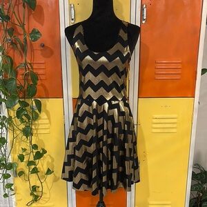 Gold and Black Chevron Dress